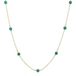 Rosa de la Cruz Gem Dot Necklace in 18K Yellow Gold, Malachite | Fine Necklaces | Coveti