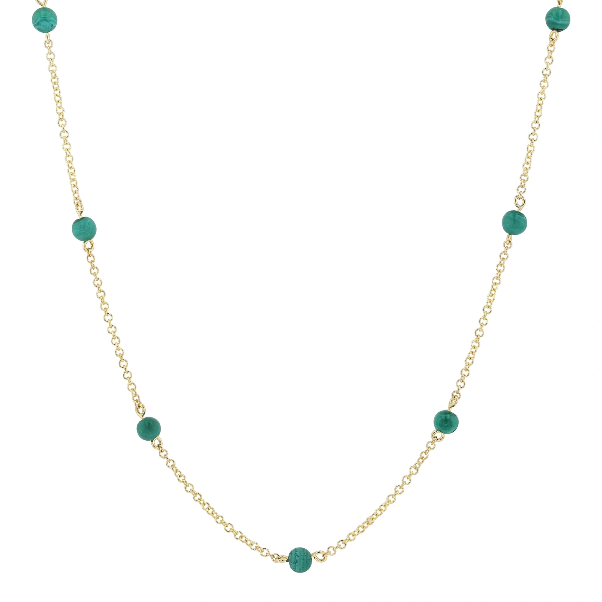 Rosa de la Cruz Gem Dot Necklace in 18K Yellow Gold, Malachite Rosa de la Cruz Gem Dot Necklace in 18K Yellow Gold, Malachite | Fine Necklaces | Coveti