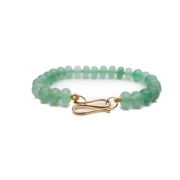 Gem Rondelle Beads Bracelet in Green Aventurine