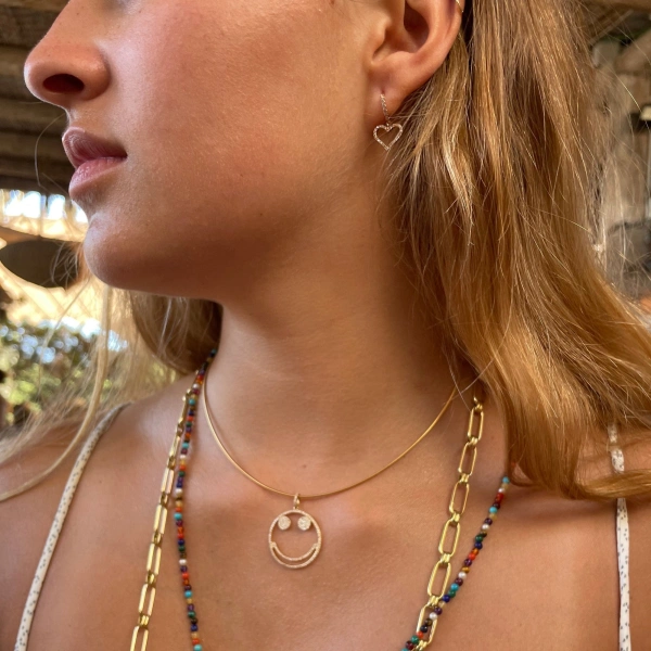 Rosa de la Cruz Heart Charm Earrings in 18K Rose Gold, Brown Diamond, Pair | Fine Earrings | Coveti
