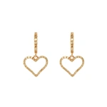 Rosa de la Cruz Heart Charm Earrings in 18K Rose Gold, Brown Diamond, Pair | Fine Earrings | Coveti