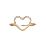 Rosa de la Cruz Heart Ring in 18K Yellow Gold, White Diamond | Fine Rings | Coveti