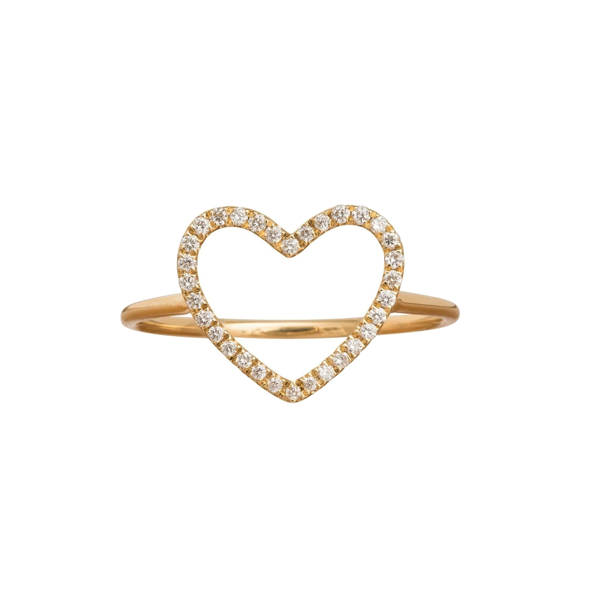 Rosa de la Cruz Heart Ring in 18K Yellow Gold, White Diamond Rosa de la Cruz Heart Ring in 18K Yellow Gold, White Diamond | Fine Rings | Coveti