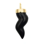 Rosa de la Cruz Horn Pendant in 18K Yellow Gold, Ebony | Fine Pendants and Charms | Coveti