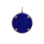 Rosa de la Cruz Lapis Coin Pendant in 18K Yellow Gold, Lapis and White Diamond | Fine Pendants and Charms | Coveti