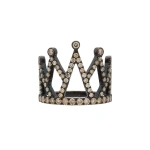 Rosa de la Cruz Large Crown Ring in 18K Rhodium Gold, Brown Diamond | Fine Rings | Coveti