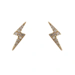 Rosa de la Cruz Lightning Studs in 18K Yellow Gold and White Diamond, Pair | Fine Earrings | Coveti