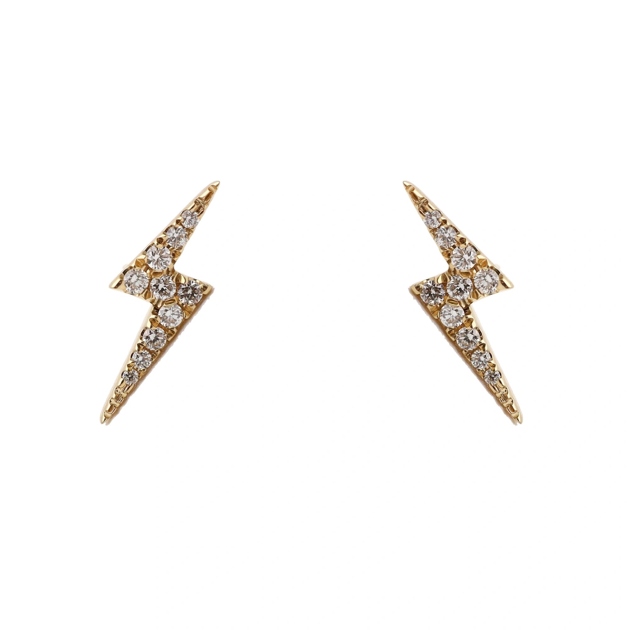 Rosa de la Cruz Lightning Studs in 18K Yellow Gold and White Diamond, Pair Rosa de la Cruz Lightning Studs in 18K Yellow Gold and White Diamond, Pair | Fine Earrings | Coveti