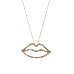 Rosa de la Cruz Lips Necklace in 18K Rose Gold, Brown Diamond | Fine Necklaces | Coveti