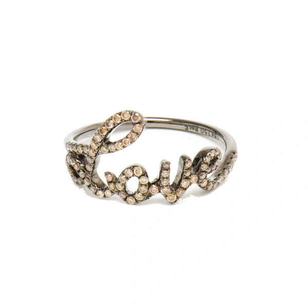 Love Ring in 18K Rhodium Gold, Brown Diamond