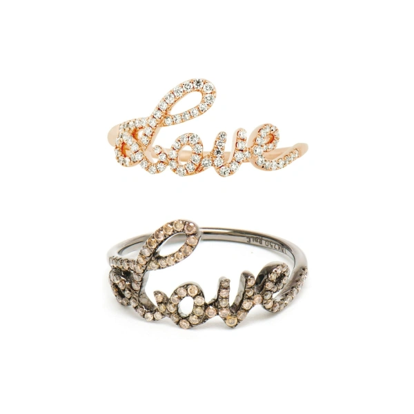 Rosa de la Cruz Love Ring in 18K Yellow Gold, White Diamond | Fine Rings | Coveti