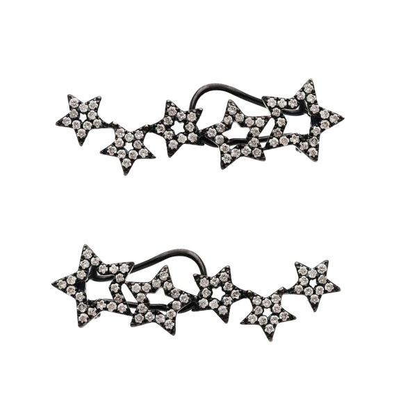 Multistar Earcuff in 18K Rhodium Gold and White Diamond, Pair