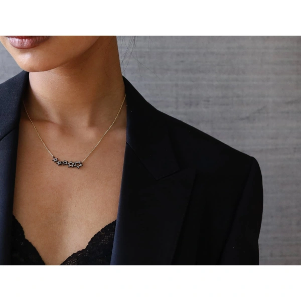 Rosa de la Cruz Multistar Necklace in 18K Rhodium Gold, Brown Diamond | Fine Necklaces | Coveti