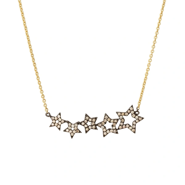 Multistar Necklace in 18K Rhodium Gold, Brown Diamond
