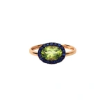 Rosa de la Cruz Oval Gem Ring in 18K Yellow Gold, Peridot and Blue Sapphire | Fine Rings | Coveti