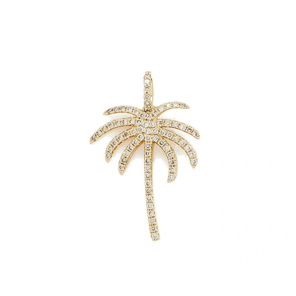 Rosa de la Cruz Palm Pendant in 18K Yellow Gold, White Diamond | Fine Pendants and Charms | Coveti