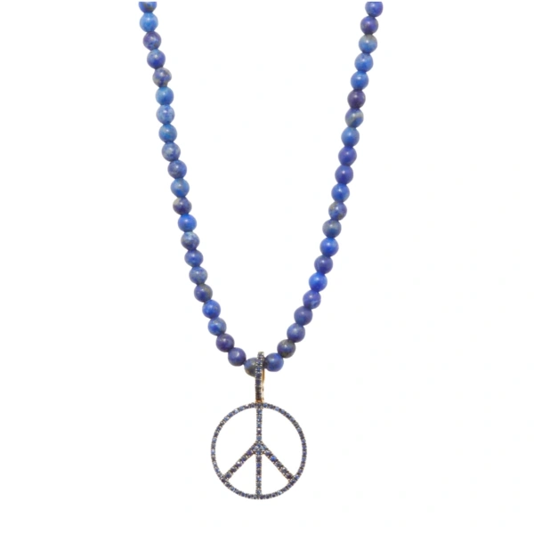 Peace Beads in 18K Yellow Gold, Lapis and Blue Sapphire