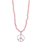 Rosa de la Cruz Peace Beads in 18K Yellow Gold, Pink Tourmaline and Pink Sapphire | Fine Necklaces | Coveti