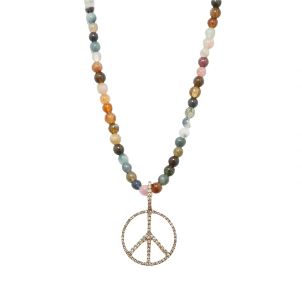 Peace Beads in 18K Yellow Gold, Tourmaline and Brown Diamond