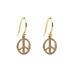 Rosa de la Cruz Peace Hanging Earrings in 18K Yellow Gold, Brown Diamond, Pair | Fine Earrings | Coveti