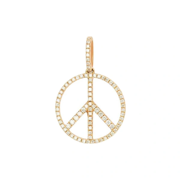 Rosa de la Cruz Peace Pendant 15mm in 18K Rose Gold, White Diamond | Fine Pendants and Charms | Coveti