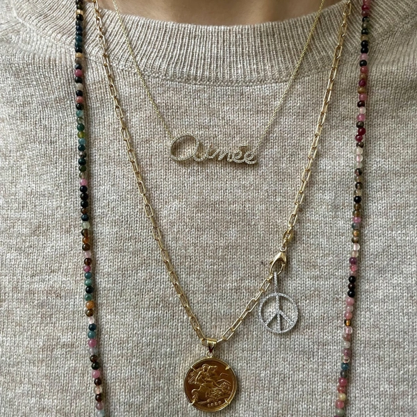 Rosa de la Cruz Peace Pendant 15mm in 18K White Gold, White Diamond | Fine Pendants and Charms | Coveti