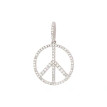 Rosa de la Cruz Peace Pendant 15mm in 18K White Gold, White Diamond | Fine Pendants and Charms | Coveti