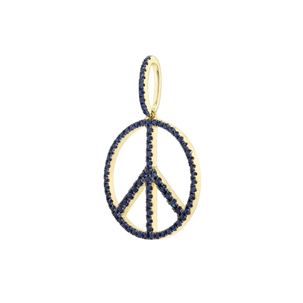 Rosa de la Cruz Peace Pendant 15mm in 18K Yellow Gold, Pink Sapphire | Fine Pendants and Charms | Coveti
