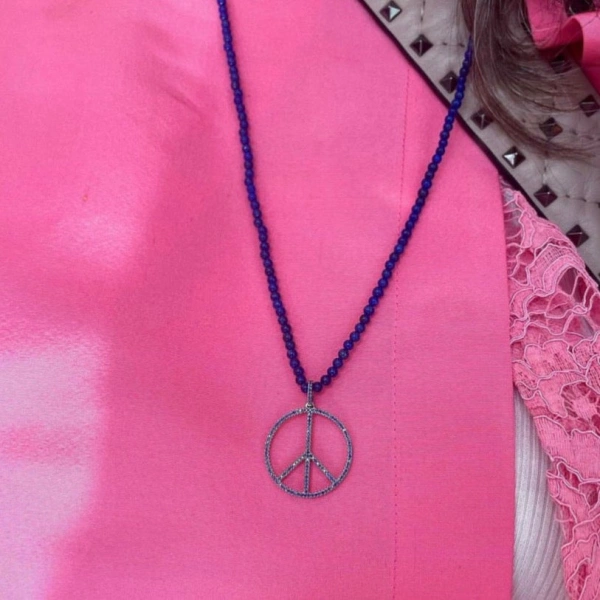 Rosa de la Cruz Peace Pendant 15mm in 18K Yellow Gold, Pink Sapphire | Fine Pendants and Charms | Coveti
