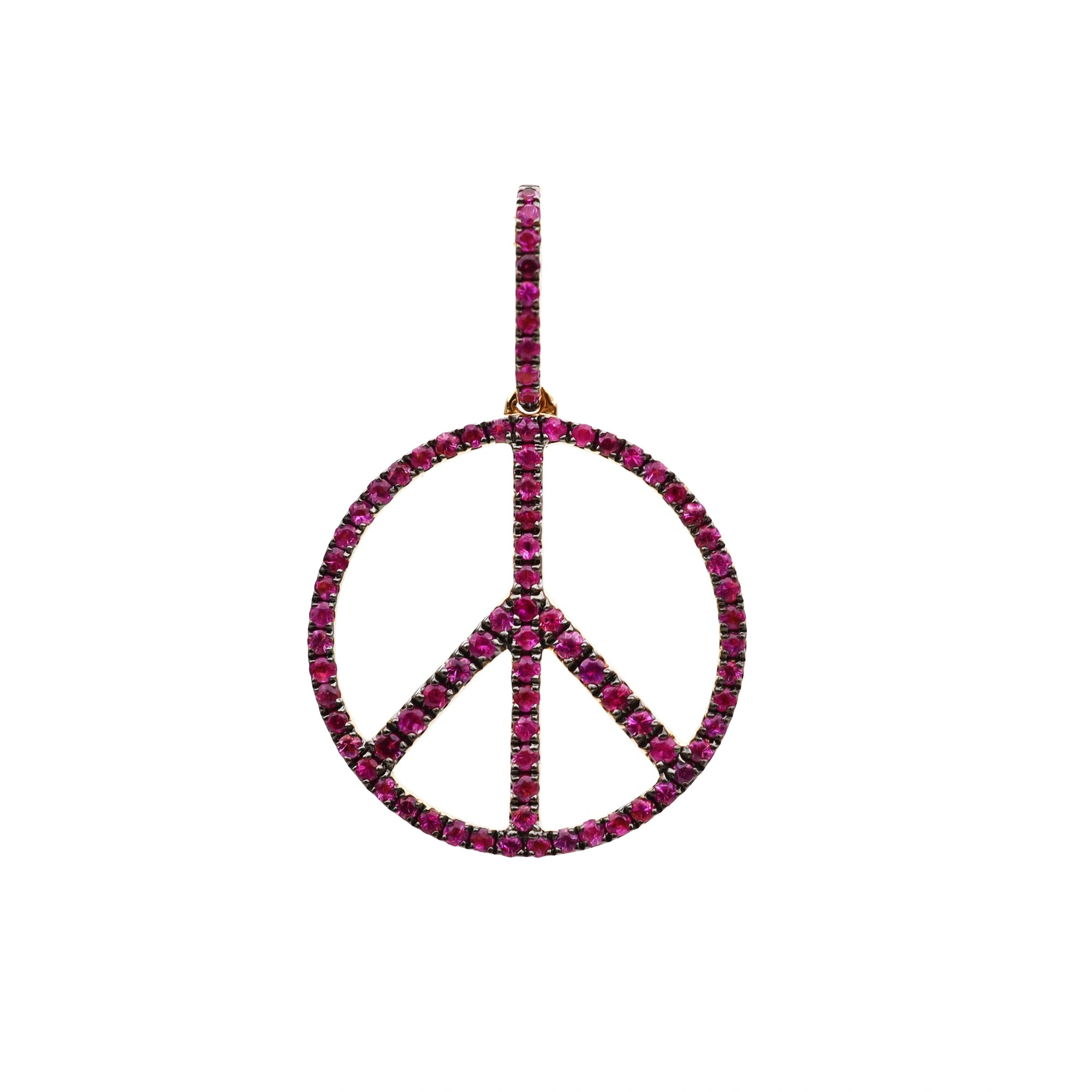 Rosa de la Cruz Peace Pendant 15mm in 18K Yellow Gold, Pink Sapphire Rosa de la Cruz Peace Pendant 15mm in 18K Yellow Gold, Pink Sapphire | Fine Pendants and Charms | Coveti