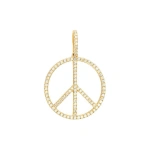 Rosa de la Cruz Peace Pendant 15mm in 18K Yellow Gold, White Diamond | Fine Pendants and Charms | Coveti