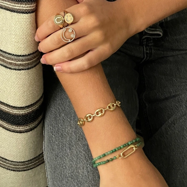 Rosa de la Cruz Puff Mariner Link Bracelet in 18K Yellow Gold | Fine Bracelets | Coveti