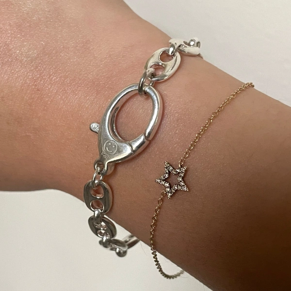 Rosa de la Cruz Puff Mariner Link Bracelet in 925 Sterling Silver | Fine Bracelets | Coveti