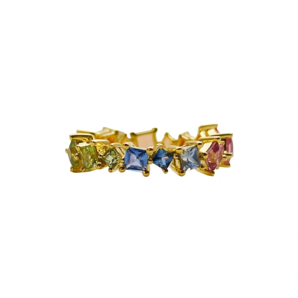 Rosa de la Cruz Rainbow Sapphire Ring in 18K Yellow Gold, Multi Sapphire | Fine Rings | Coveti