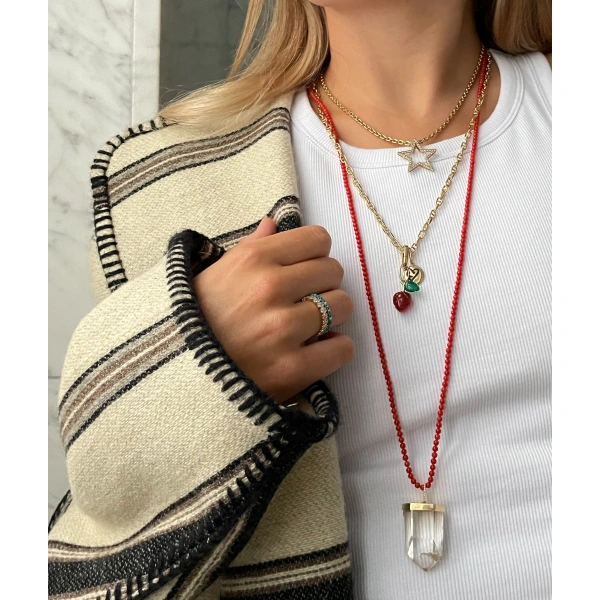 Rosa de la Cruz Rectangular Trace Chain in 18K Yellow Gold | Fine Necklaces | Coveti