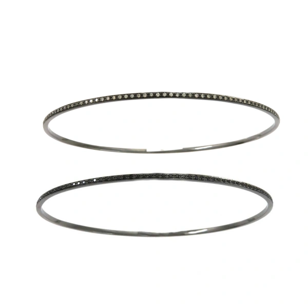 Rosa de la Cruz Rhodium Eternity Bangle in 18K Rhodium Gold, Black Diamond | Fine Bracelets | Coveti