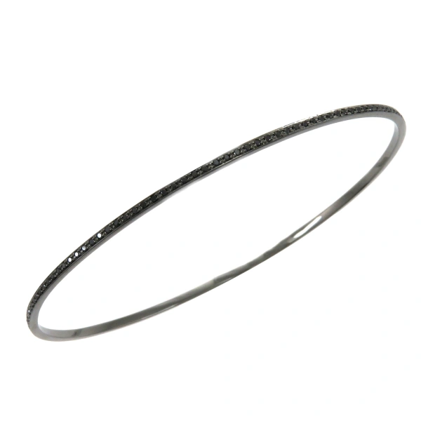 Rhodium Eternity Bangle in 18K Rhodium Gold, Black Diamond