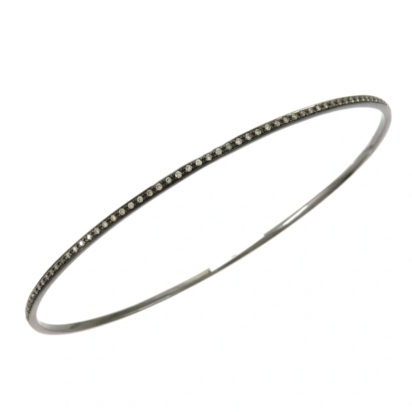 Rhodium Eternity Bangle in 18K Rhodium Gold, Brown Diamond