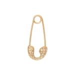 Rosa de la Cruz Safety Pin Earring in 18K Rose Gold, Brown Diamond | Fine Earrings | Coveti