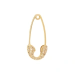 Rosa de la Cruz Safety Pin Earring in 18K Yellow Gold, Brown Diamond | Fine Earrings | Coveti