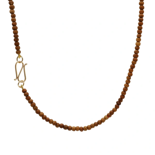 Rosa de la Cruz Sandalwood Necklace in 18K Yellow Gold and Sandalwood | Fine Necklaces | Coveti
