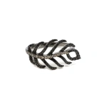 Rosa de la Cruz Small Feather Ring in 18K Rhodium Gold, Black and Brown Diamond | Fine Rings | Coveti