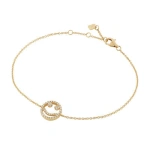 Rosa de la Cruz Smile Charm Bracelet in 18K Yellow Gold, White Diamond | Fine Bracelets | Coveti