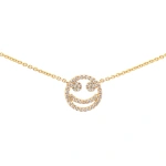 Rosa de la Cruz Smile Charm Necklace in 18K Yellow Gold, White Diamond | Fine Necklaces | Coveti