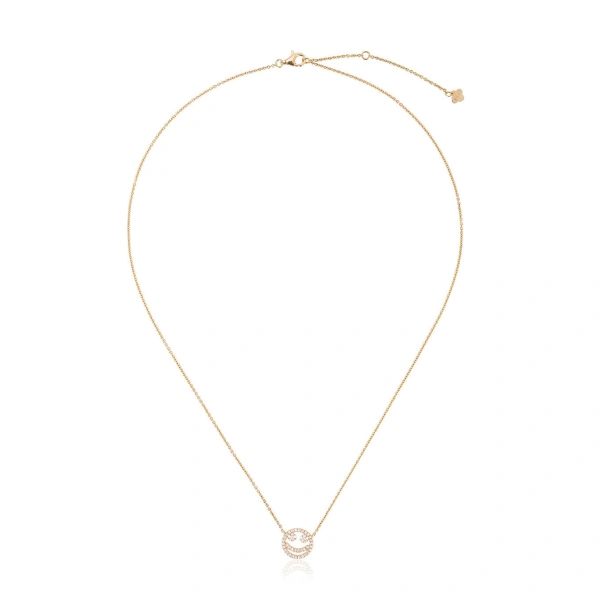 Rosa de la Cruz Smile Charm Necklace in 18K Yellow Gold, White Diamond | Fine Necklaces | Coveti