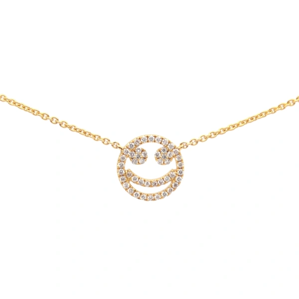 Rosa de la Cruz Smile Charm Necklace in 18K Yellow Gold, White Diamond | Fine Necklaces | Coveti