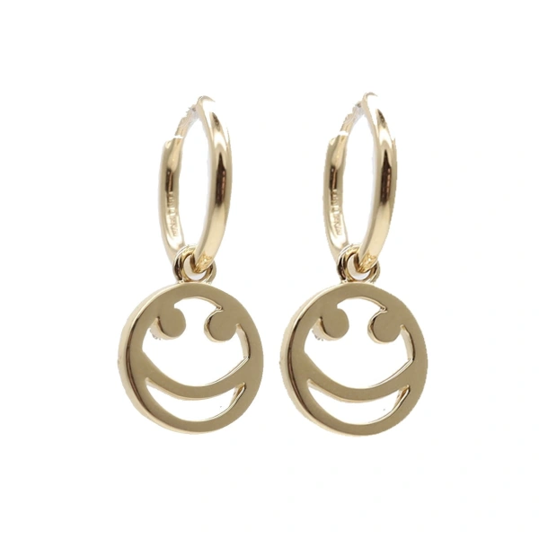 Rosa de la Cruz Smile Mini Hoops in 18K Yellow Gold, Pair | Fine Earrings | Coveti