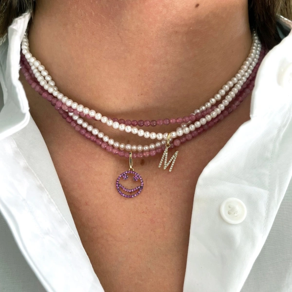 Rosa de la Cruz Smile Pendant 12mm in 18K Rose Gold and Brown Diamond | Fine Pendants and Charms | Coveti
