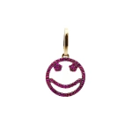Rosa de la Cruz Smile Pendant 12mm in 18K Yellow Gold and Pink Sapphire | Fine Pendants and Charms | Coveti