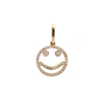 Rosa de la Cruz Smile Pendant 12mm in 18K Yellow Gold and White Diamond | Fine Pendants and Charms | Coveti